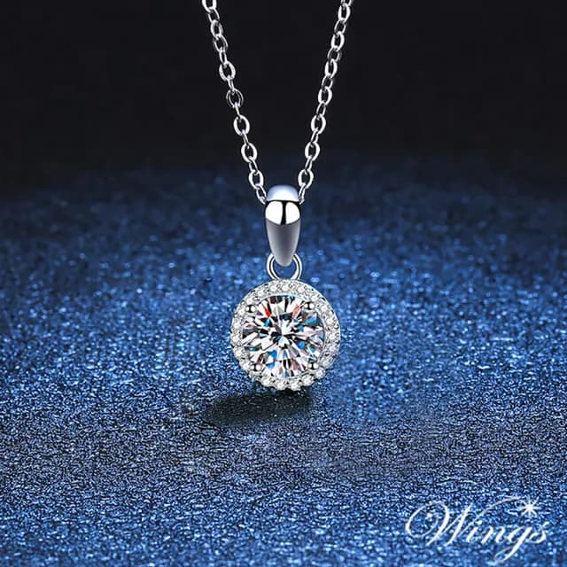 【WINGS】項鍊 莫桑鑽《愛的小行星》 50分 八心八箭(925純銀 七夕 情人節 女生禮物送禮 生日)