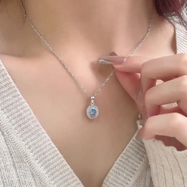 【MoonDy】飾品 項鍊 女生項鍊 純銀項鍊 s925純銀 寶石項鍊 鎖骨鏈 氣質項鍊 百搭 穿搭配件 氣