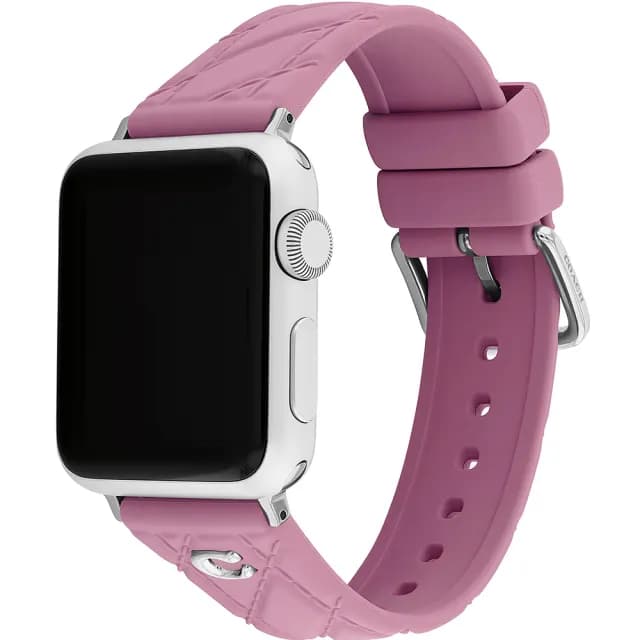 【COACH】Apple Watch 錶帶 38/40/41mm適用 粉紫色菱格紋矽膠錶帶 禮物 送禮(不含手錶)