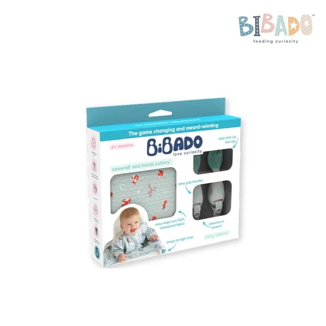 【英國BiBADO】防水圍兜 學習餐具 禮盒組合(多款可選/兒童畫畫衣/學習湯匙組)