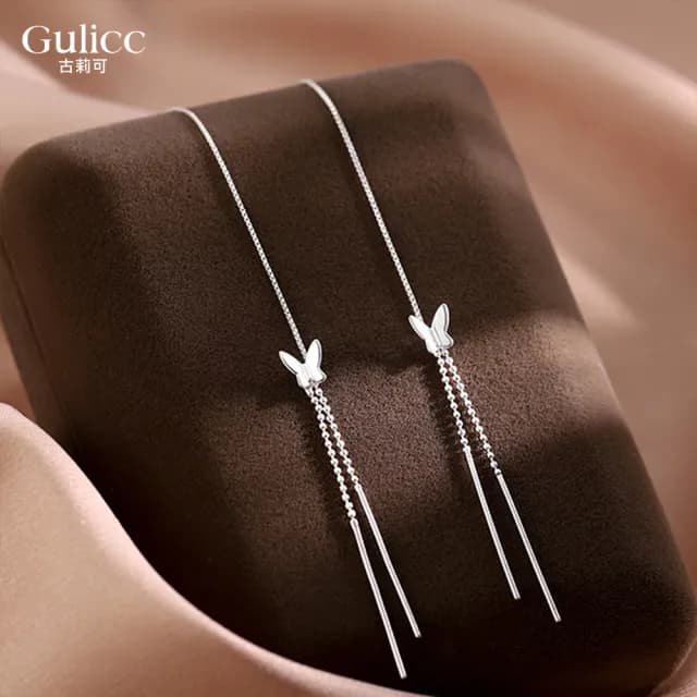 【Golicc】耳環 鋯石 蝴蝶 流蘇(七夕 情人節 生日 飾品 耳釘 耳飾 耳墜 禮物)