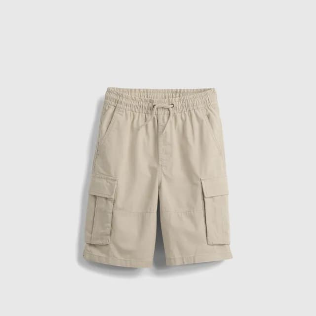 【GAP】男童裝 純棉抽繩鬆緊工裝短褲-卡其色(736551)