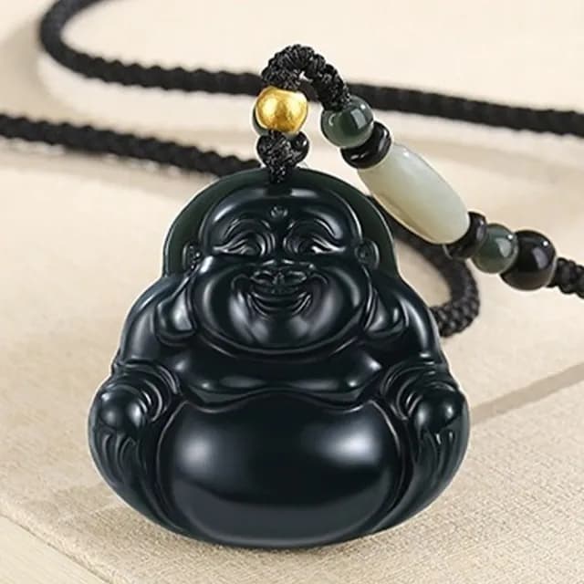 【KT DADA】佛像 佛牌項鍊 吊飾 吊墜 足金999 飾品 項鍊 項鍊男 和田玉 彌勒佛 編繩項鍊 首飾