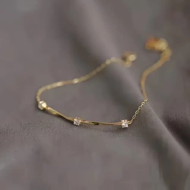 【閃鑽低調】S925純銀鍍14K金莫比烏斯手鍊(生日禮物 純銀手鍊 手串 手鐲  情人節禮物 飾品 首飾)