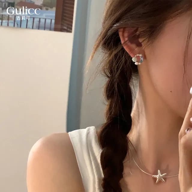 【Golicc】耳環 夏日清新 海藍貝殼海星 耳釘(七夕 情人節 生日 飾品 耳釘 耳飾 耳墜 禮物)