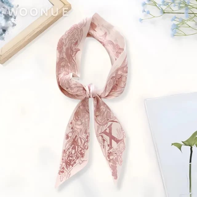 【WOONUE】春夏氣質絲綢質感長絲巾領巾圍巾飄帶綁巾髮帶(送禮母親節老婆媽媽女友閨蜜朋友姐妹禮物)