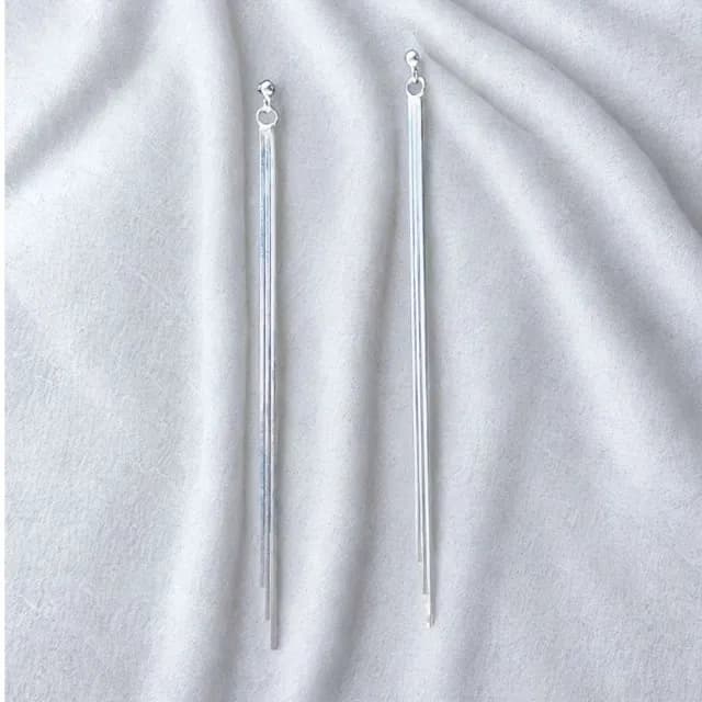 【摩達客】流蘇垂墜式銀色耳環耳飾耳針耳環