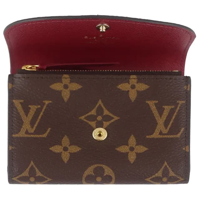 【Louis Vuitton 路易威登】Monogram LV花紋按扣名片夾/零錢包(M41939/紫紅色)