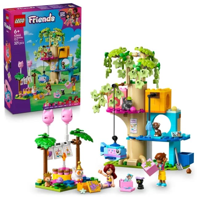 【LEGO 樂高】Friends 42666 貓咪生日派對和樹屋(動物 居家擺設 積木 兒童玩具)