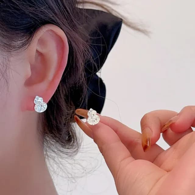 【KT DADA】父親節禮物 純銀耳環 銀針 葫蘆 耳針 耳飾 耳釘 高級感 百搭 金色耳環 穿搭配件 送女生 抗敏感