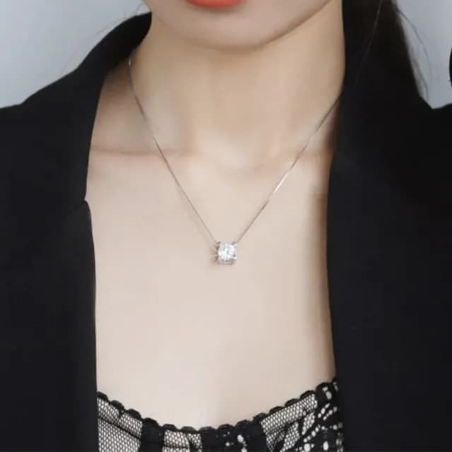 【KT DADA】純銀項鍊 飾品 s925銀 一克拉 吊墜 女生項鍊 項鍊女 高級感 鋯石 項鍊 鋯石項鍊 莫