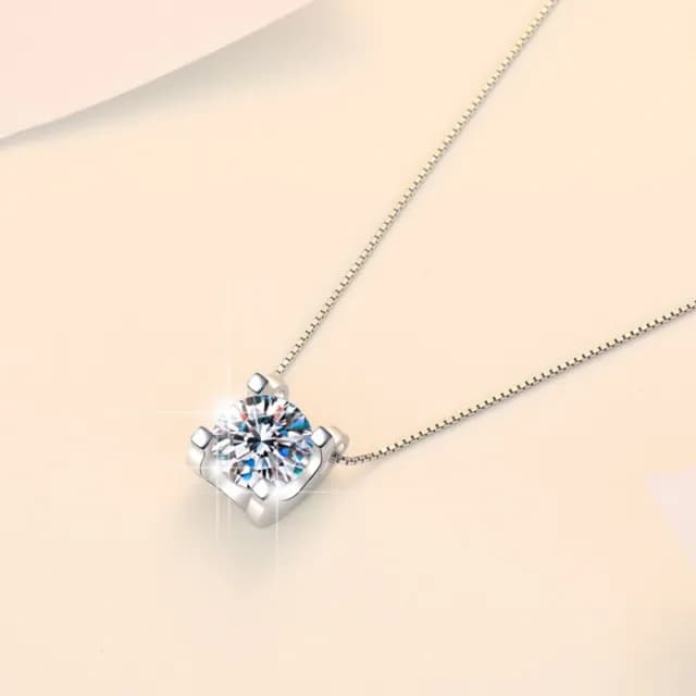 【KT DADA】純銀項鍊 飾品 s925銀 一克拉 吊墜 女生項鍊 項鍊女 高級感 鋯石 項鍊 鋯石項鍊 莫