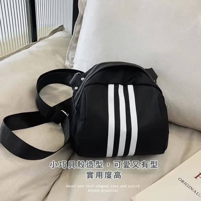 【百搭逛街】情人節禮物 輕便百搭條紋單肩貝殼包(單肩包 小包 手機包 隨身包 斜跨包 肩背包 手提包)