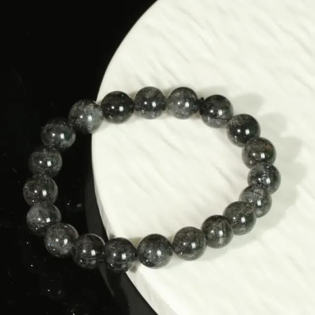 【時尚巴黎】情人節禮物 黑髮晶手鍊串珠手繩男女手珠平安擋煞防小人轉運淨化招財開運(6/8mm冰種2款74ki53)