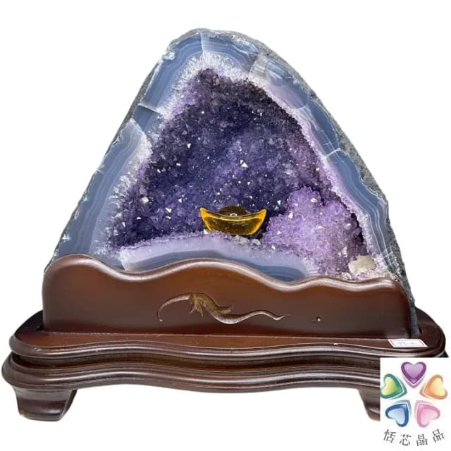 【恬芯晶品】7.95kg精選巴西金型紫水晶洞新居財位擺設OK25(紫鈦晶晶洞開運招財招貴人開業財位新春禮物)