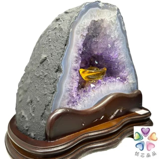 【恬芯晶品】6.86kg精選巴西紫水晶洞新居財位擺設OK26(紫鈦晶晶洞開運招財招貴人開業財位新春禮物)