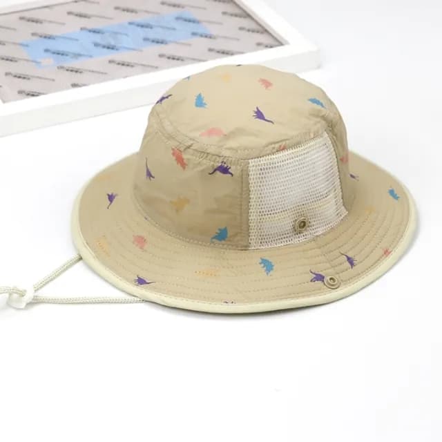 【橘魔法】滿印恐龍透氣網眼防曬遮陽帽(盆帽 漁夫帽 大童 帽子 圓帽 防曬 童帽 遮陽帽 男童 兒童 童裝)