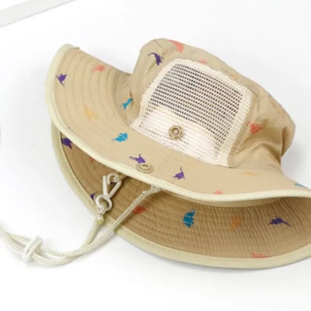 【橘魔法】滿印恐龍透氣網眼防曬遮陽帽(盆帽 漁夫帽 大童 帽子 圓帽 防曬 童帽 遮陽帽 男童 兒童 童裝)