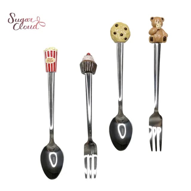 【Sugar Cloud】小熊叉匙組 4入/組(純手繪造型餐具)