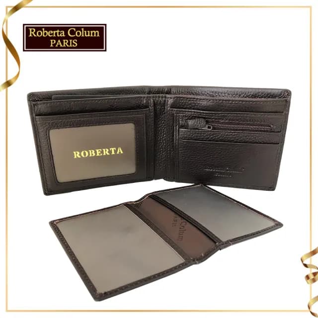 【Roberta Colum】情人節禮物 七夕 真皮包包  諾貝達 男用皮夾 短夾 專櫃皮夾 進口軟牛皮短夾(24001-2咖啡)