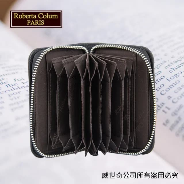【Roberta Colum】情人節禮物 七夕 真皮包包  諾貝達男用皮夾 卡片夾 專櫃進口軟牛皮短夾(24011-1黑色)
