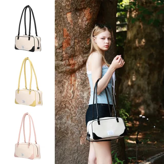 【WHOSE BAG】父親節禮物 韓國Paperair復古質感撞色拼接肩背包 托特包 女包 NO.WBPR001(女手提包 女托特包 