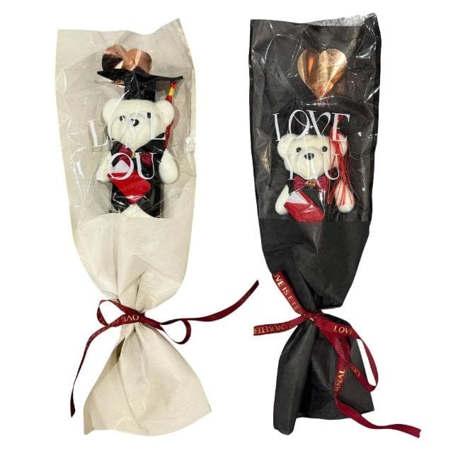 【塔克百貨】3入裝 畢業花束 蝴蝶結花束 畢業熊花束 畢業花 畢業熊 畢業禮物 畢業典禮 畢業季 玩偶花束