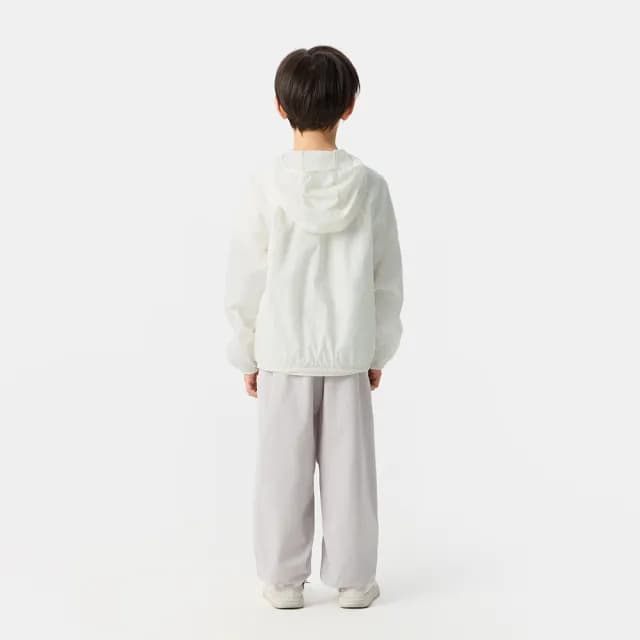 【GAP】兒童裝 Logo印花防曬連帽外套-白色(767132)