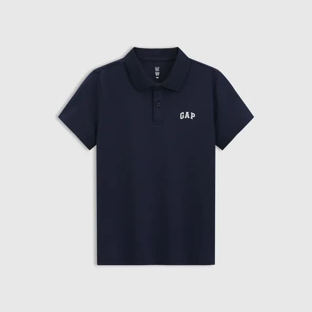 【GAP】男童裝 Logo印花短袖POLO衫-海軍藍(767189)