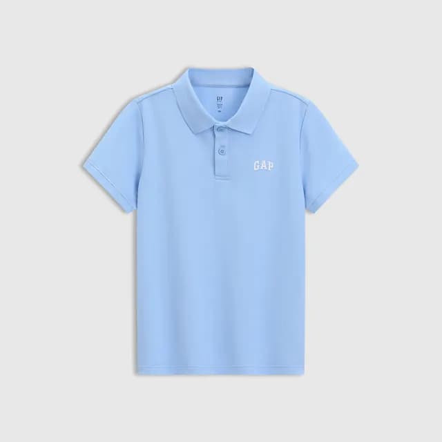 【GAP】男童裝 Logo印花短袖POLO衫-天藍色(767189)