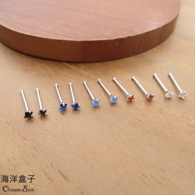 【海洋盒子】防耳洞密合免後扣超迷你2mm小方形鋯石純銀耳環.S999純銀耳環(免後扣針式純銀耳環)