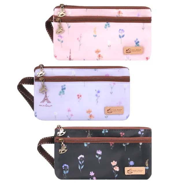 【uma hana】雙11 一朵朵大三層收納防水的三拉長零(零錢包/長零錢包/隨身收納包/防水包)