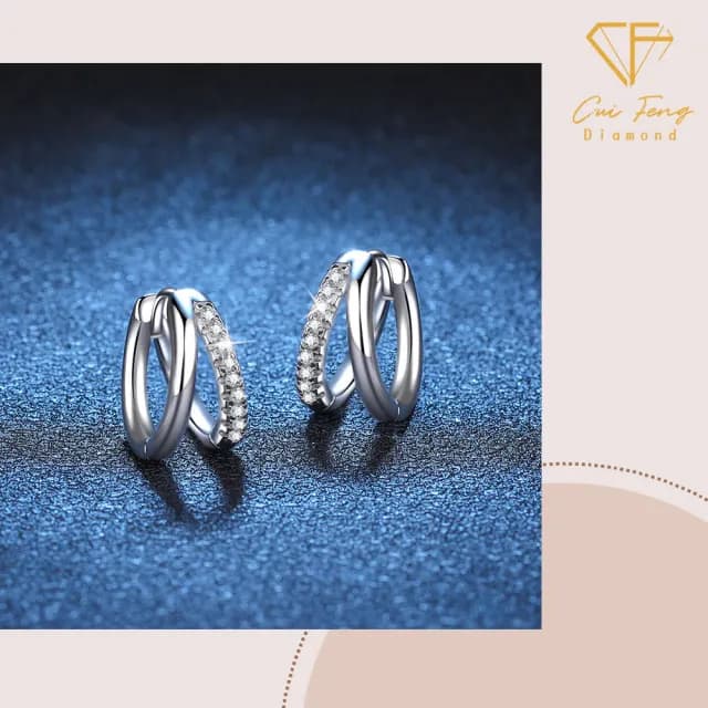 【CF鑽飾】耳環 莫桑鑽《月弦》(雙11限定  耳釘 耳針 耳飾 禮物 求婚 生日)