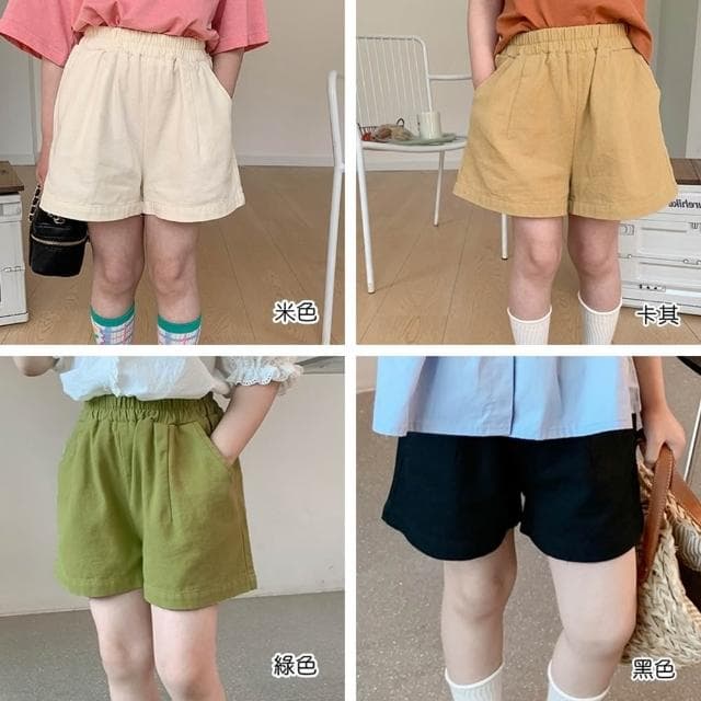 【橘魔法】寬鬆摺線休閒短褲(卡其褲 短褲 褲子 男童 女童 中性款 大童 童裝)