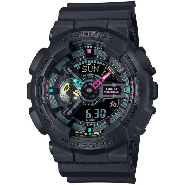 【CASIO 卡西歐】G-SHOCK 虛擬世界雙顯運動錶(GA-110MF-1A/速)