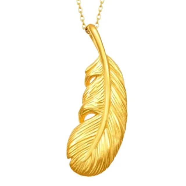 【Penny珮妮】999黃金迷你羽毛吊墜項鍊(母親節禮物 交換禮物 送女友 生日禮物 情人節 尾牙 新年禮物 結婚)