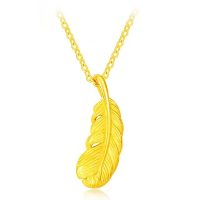 【Penny珮妮】999黃金迷你羽毛吊墜項鍊(母親節禮物 交換禮物 送女友 生日禮物 情人節 尾牙 新年禮物 結婚)