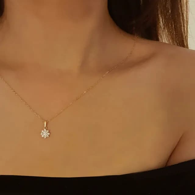 【CReAM】Heloise小花朵亮鑽式鍍金色銀色女項鍊(生日 禮物 送禮 禮盒)