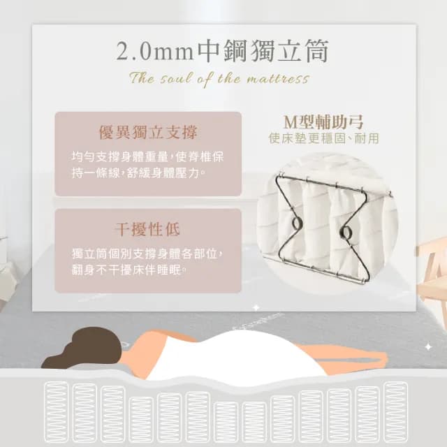 【藤原傢俬】藤原逸品涼感機能布料獨立筒床墊5尺雙人(買就送床包含枕套)