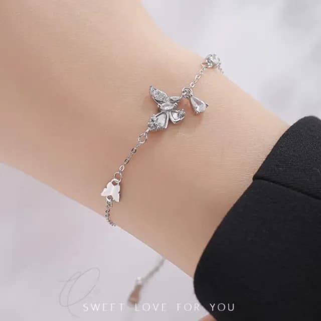 【美件事】S999足銀蝴蝶貝母手鍊(手串 手鏈 飾品 手環 閨密 首飾 七夕 情人節 生日 交換禮物)