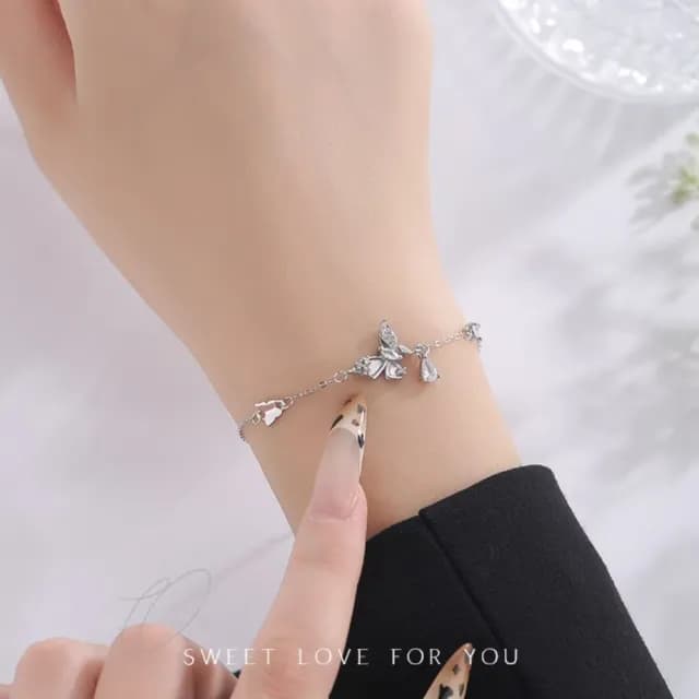 【美件事】S999足銀蝴蝶貝母手鍊(手串 手鏈 飾品 手環 閨密 首飾 七夕 情人節 生日 交換禮物)