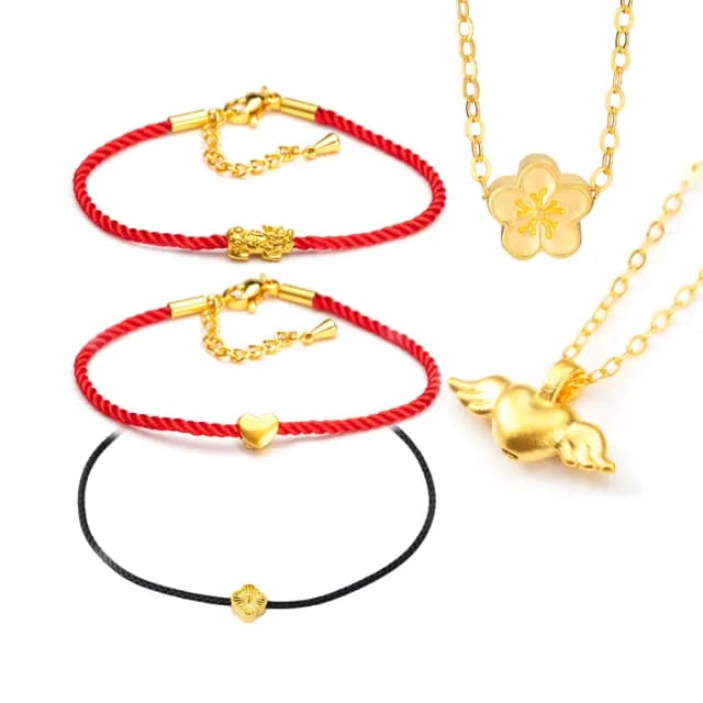 【K.D.J 圓融珠寶】999黃金手鍊/項鍊買一送小金龍墜(多選1)