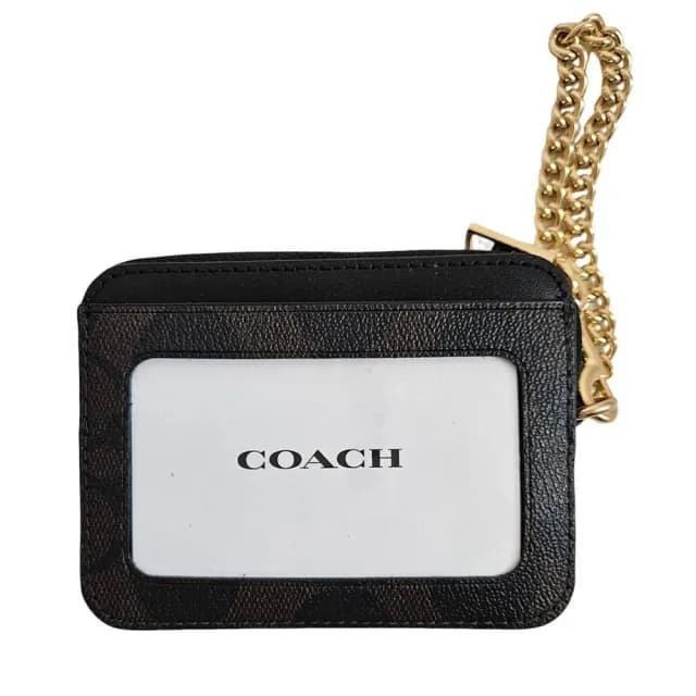 【COACH】馬車logo緹花手掛式票卡 零錢包 禮盒禮袋組 多色可選(贈原廠紙袋紙盒/七夕情人節)