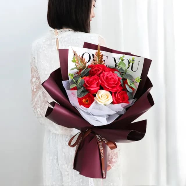 【大束小清新】不凋花 仿真玫瑰花束 香皂花束 永生花(情人節 生日禮物 送女孩 畢業花束 交換禮物 教師節)