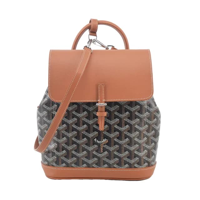 【GOYARD 高雅德】ALPIN 皮扣翻蓋後背包(迷你/棕黑)