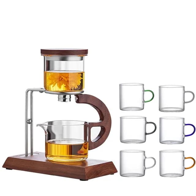 【禾統】半月磁吸泡茶組-含茶杯(茶壺組 泡茶 茶壺 自動磁吸泡茶 玻璃茶具 懶人泡茶)