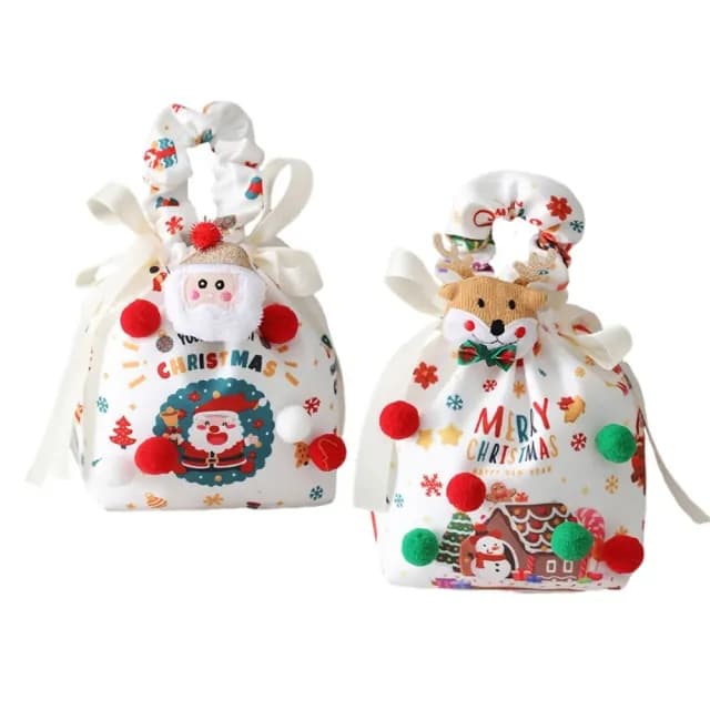【喜慶】雙11 聖誕老人掛件手提袋2件組(禮品袋 裝飾袋 糖果 交換禮物 包裝袋 婚禮小物 收納包  