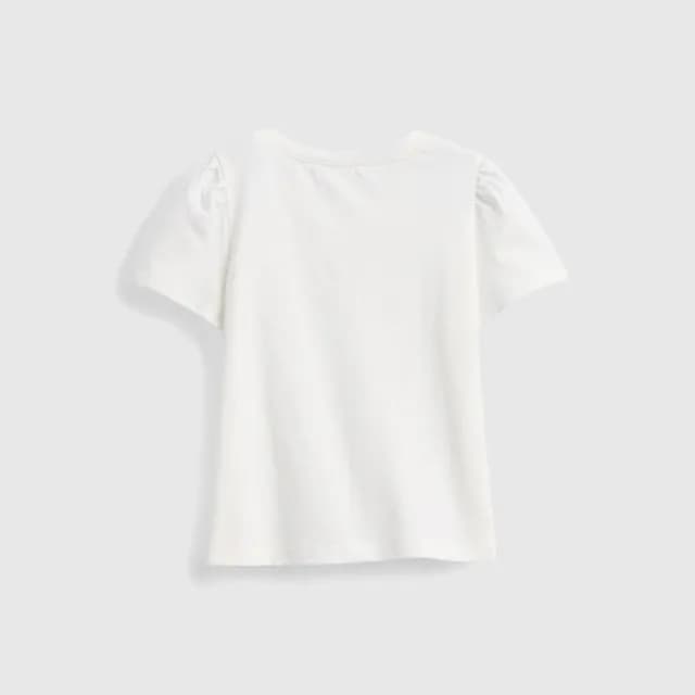 【GAP】女幼童裝 Logo純棉小熊印花圓領短袖T恤-白色(778402)