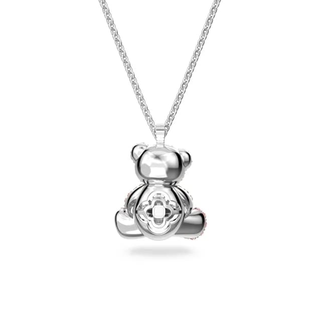 【SWAROVSKI 施華洛世奇】Teddy 鏈墜 熊 粉紅色 鍍白金色(情人節禮物)