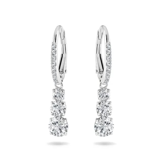【SWAROVSKI 施華洛世奇】Stilla Attract 大圈耳環 圓形切割 白色 鍍白金色(情人節禮物)